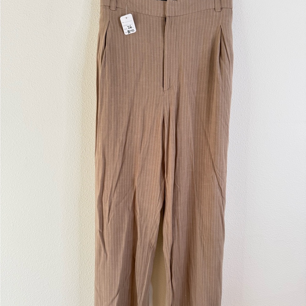 ASOS Curve Tan Pinstripe Wide Leg Pants